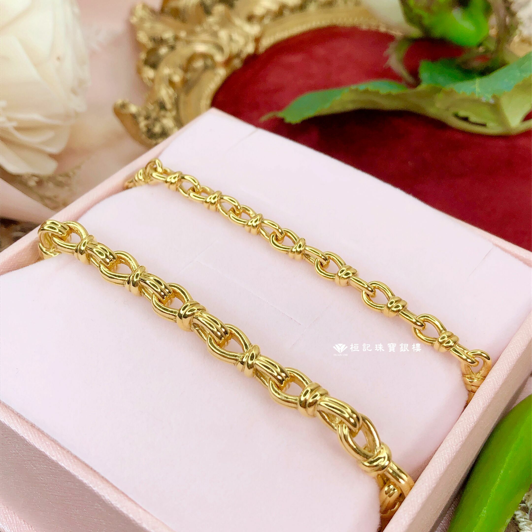 幸福結伴 情侶黃金手鍊