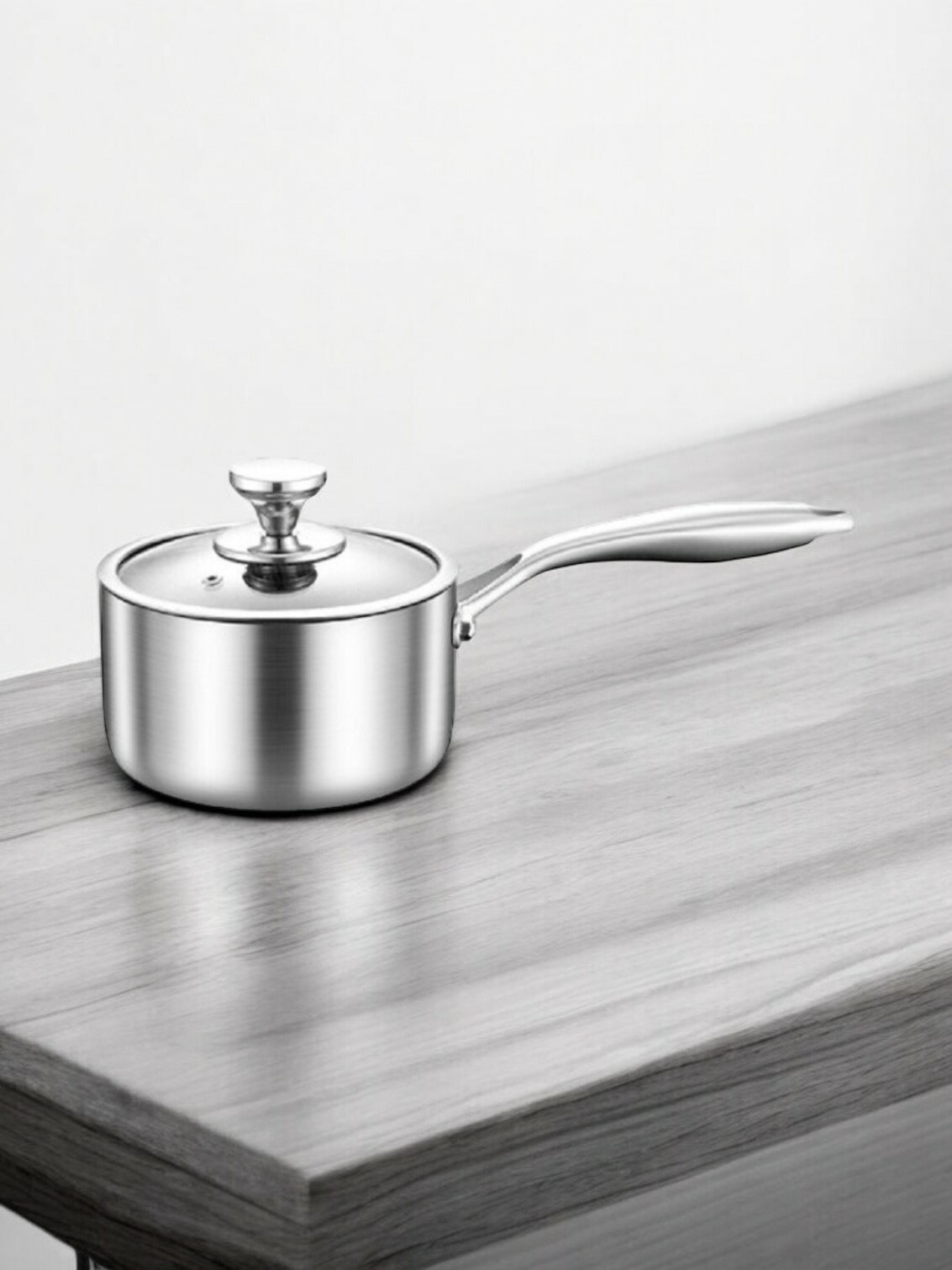 20cm北歐經典復刻SUS304含蓋節能一體成型直柄湯鍋雪平鍋泡麵鍋