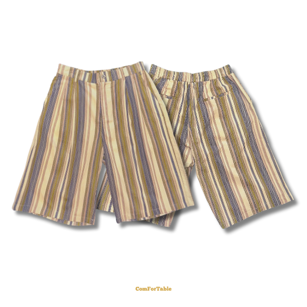 日系復古撞色豎條七分褲