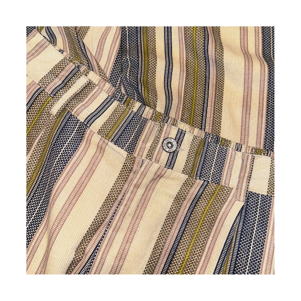 日系復古撞色豎條七分褲