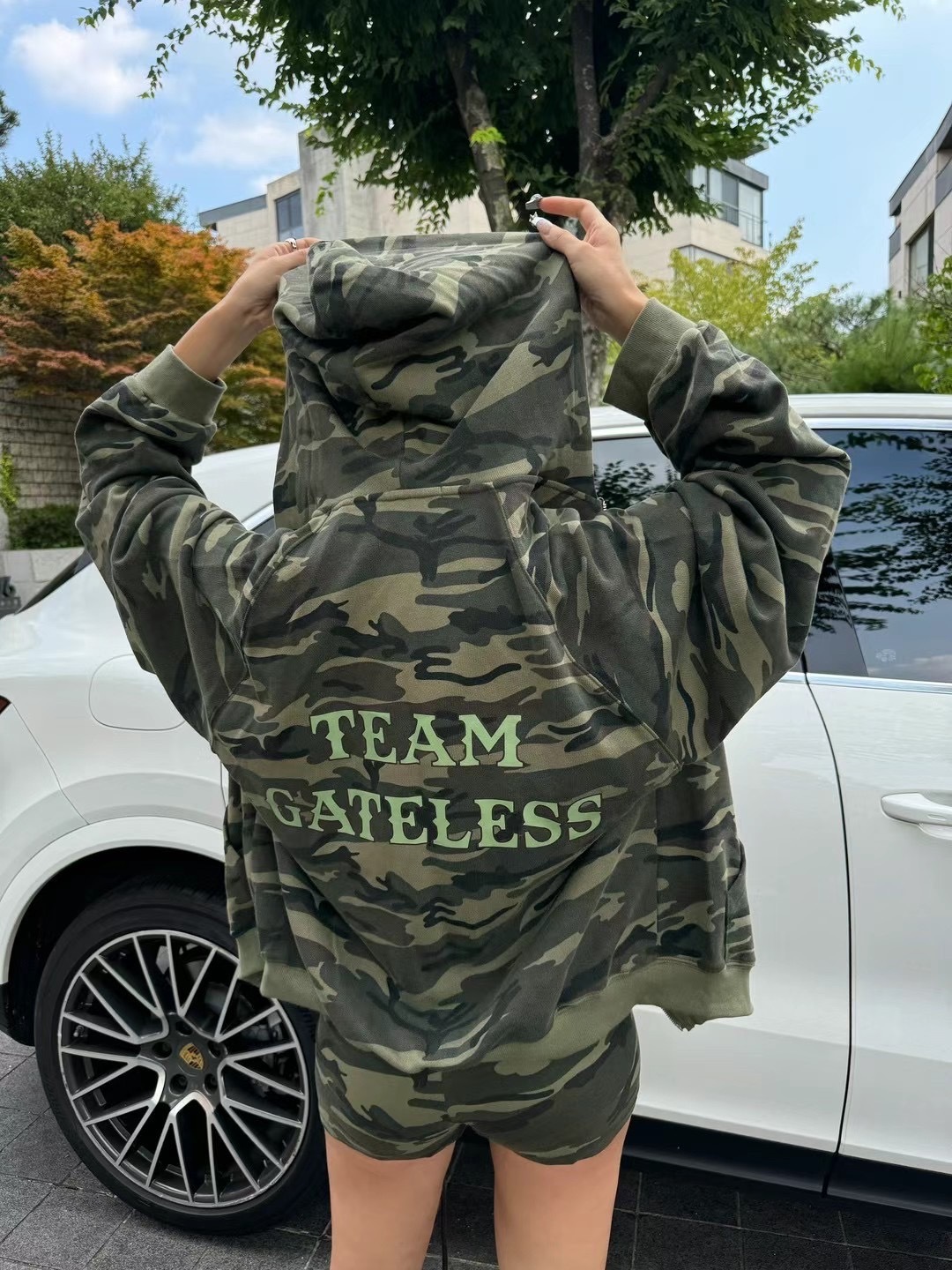 迷彩豹紋連帽棉外套