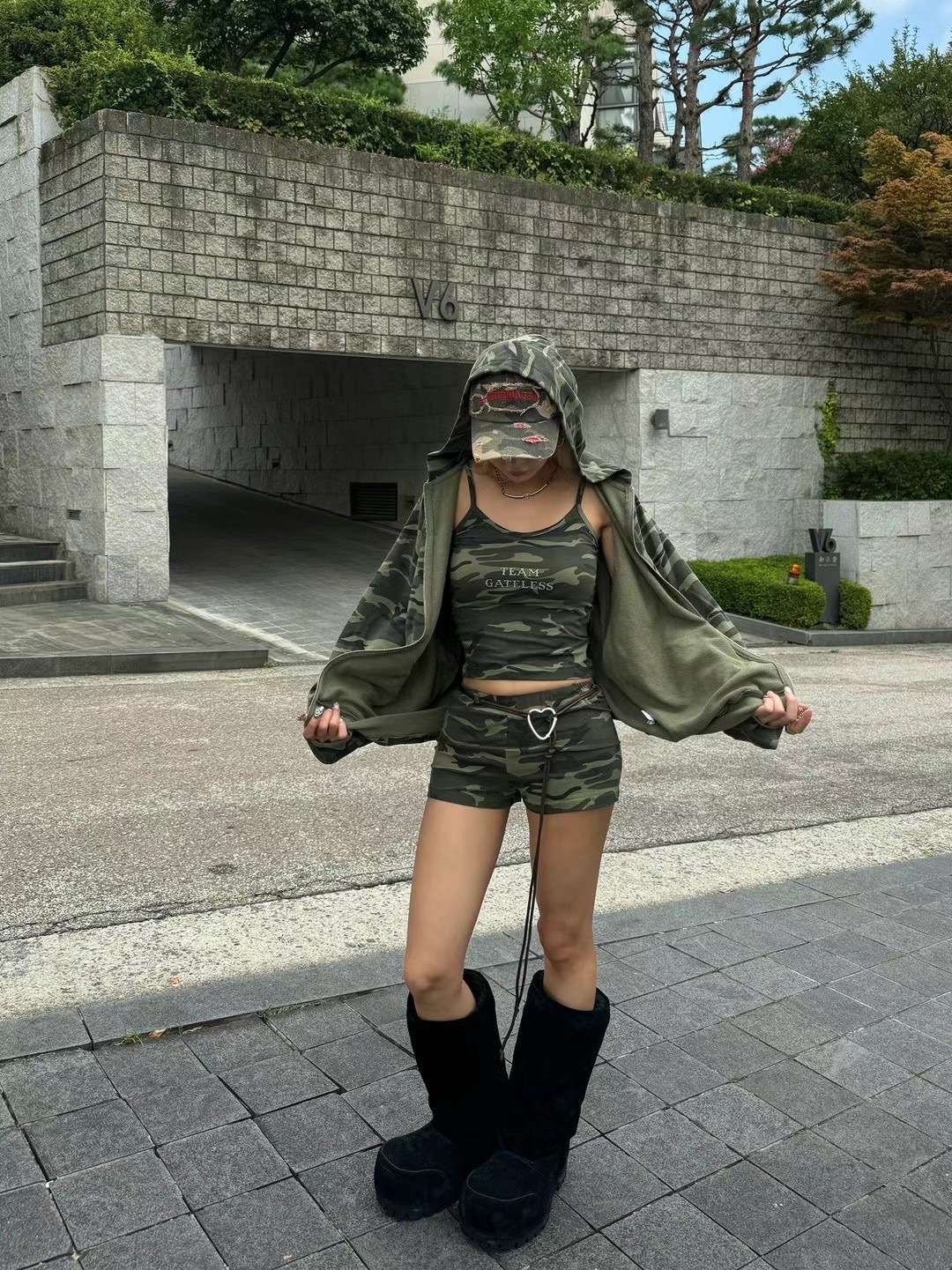 迷彩豹紋連帽棉外套