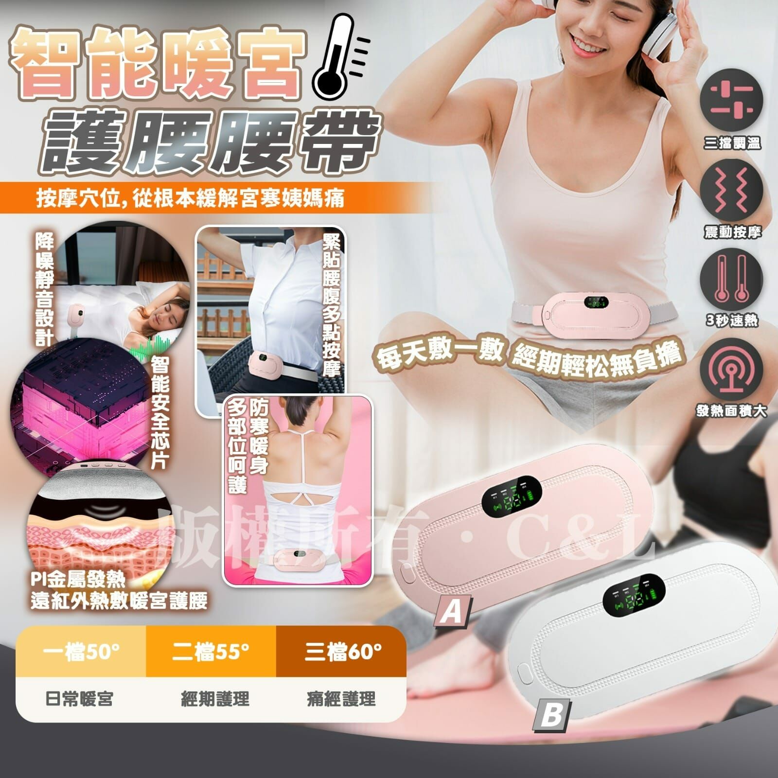 智能暖宮護腰腰帶