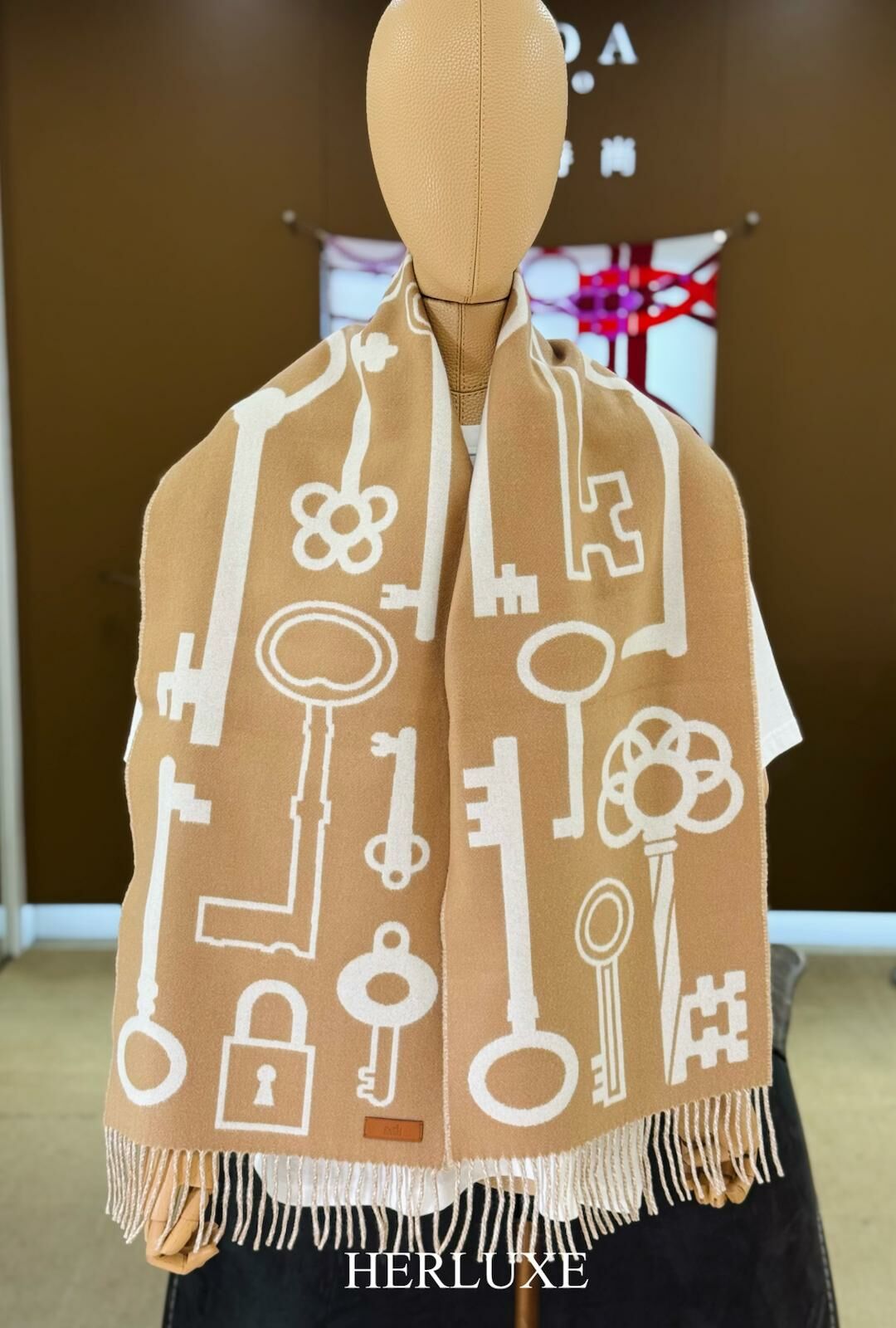Casaque Porte-Clefs muffler cashmere 30x160cm Camel / B