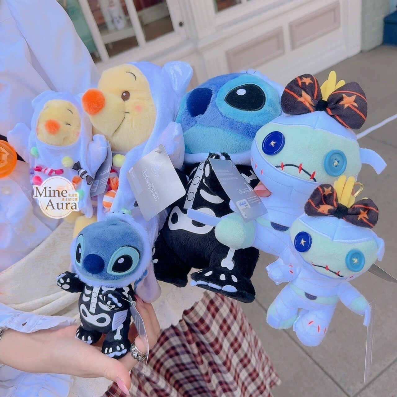 2024 萬聖節限定 小熊維尼 Winnie the Pooh 白色鬼魂幽靈 絨毛 鑰匙圈 吊飾 -香港迪士尼樂園