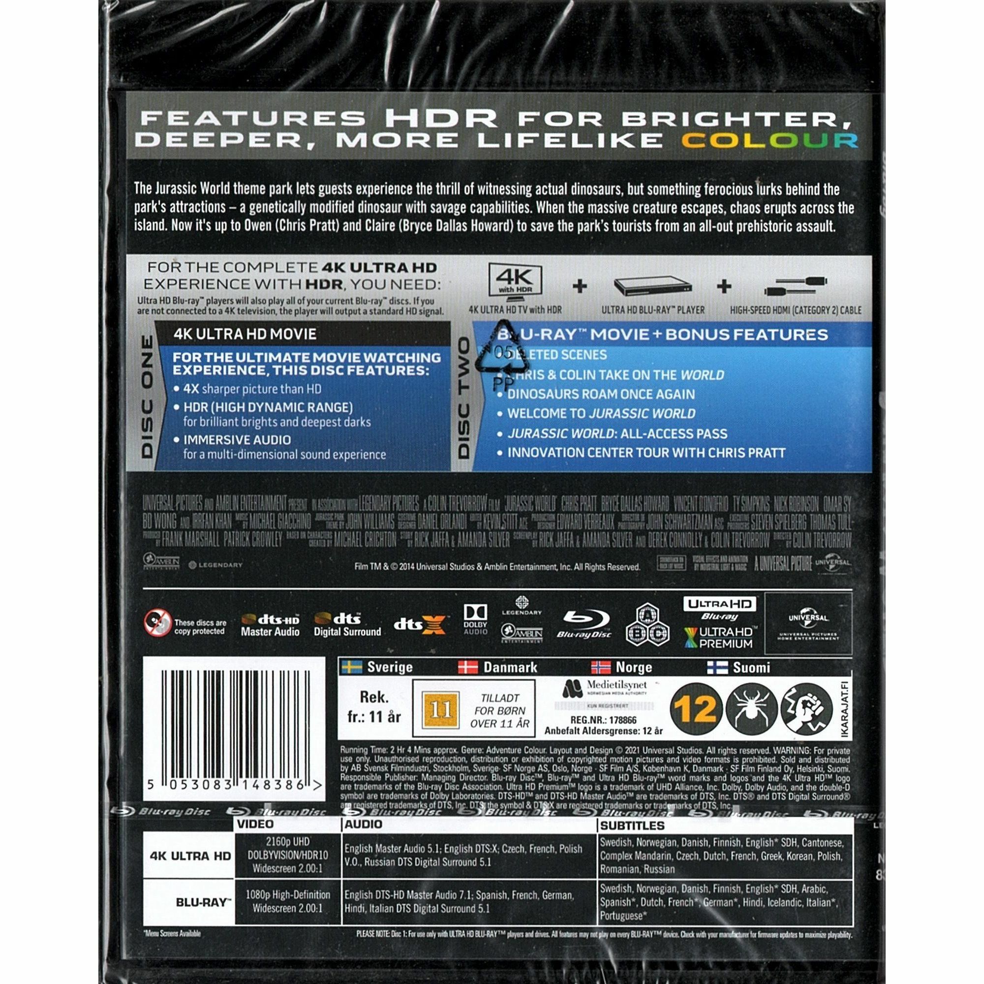 侏羅紀世界 (2015) (4K Ultra HD + Blu-ray) (北歐版)