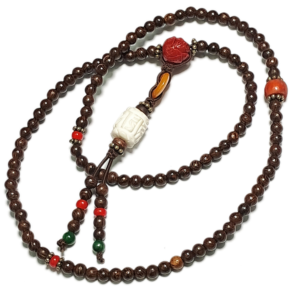 六字真言{硨璖}&雞翅木108念珠3mm【十方】127881