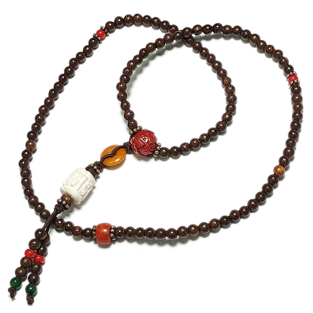 六字真言{硨璖}&雞翅木108念珠3mm【十方】127881