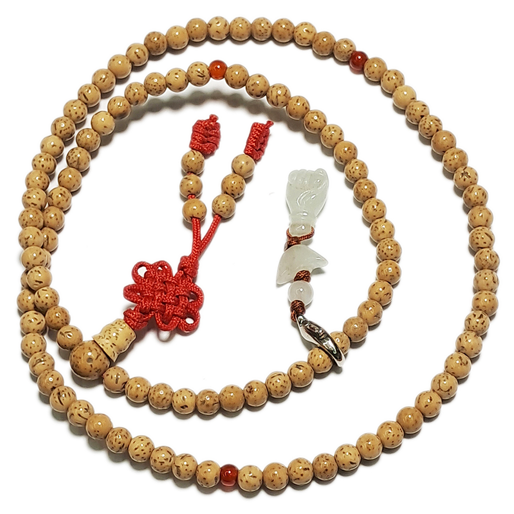 玉佛手念珠夾+星月菩提108念珠5mm【十方】134561