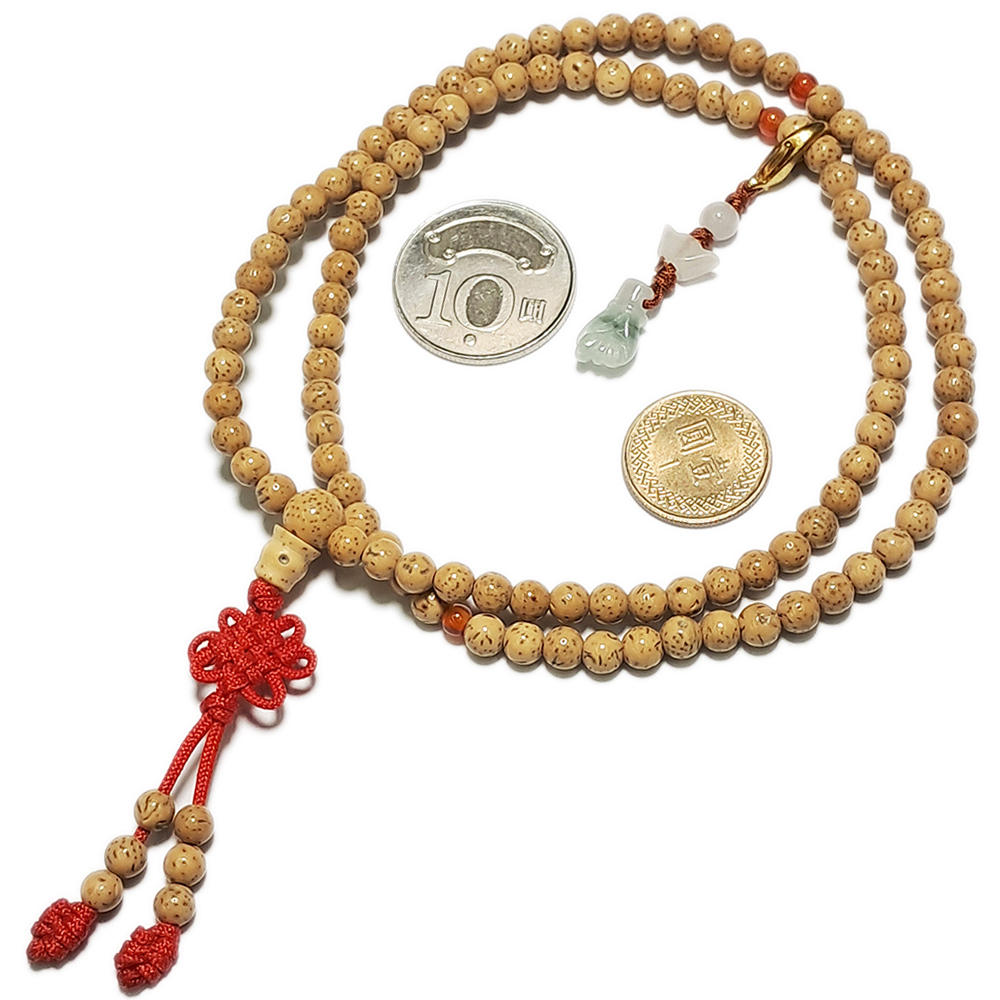 玉佛手念珠夾+星月菩提108念珠5mm【十方】134562