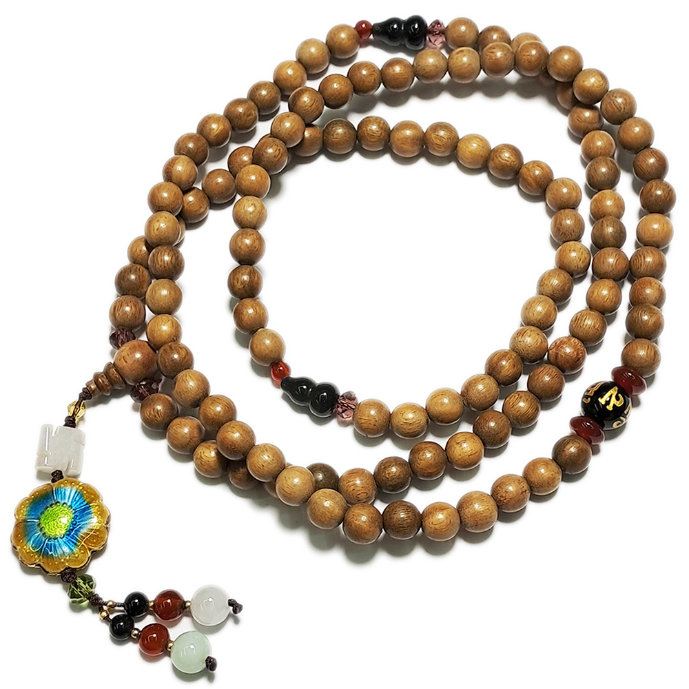 富貴花琺瑯香檀木108念珠8mm【十方】150005