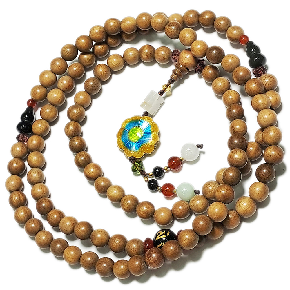 富貴花琺瑯香檀木108念珠8mm【十方】150005