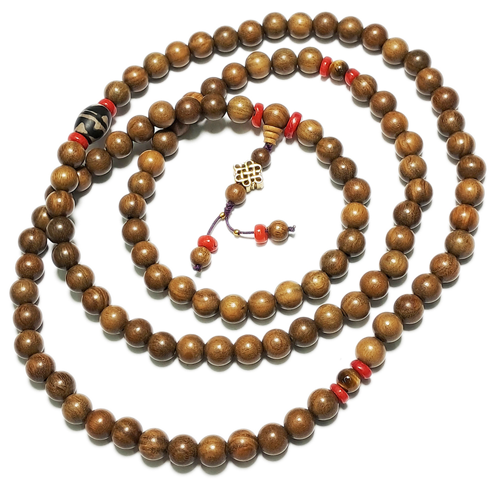 虎牙天珠&金吉祥&海竹&綠檀108念珠8mm【十方】152916