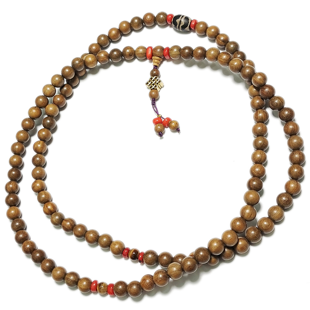 虎牙天珠&金吉祥&海竹&綠檀108念珠8mm【十方】152916