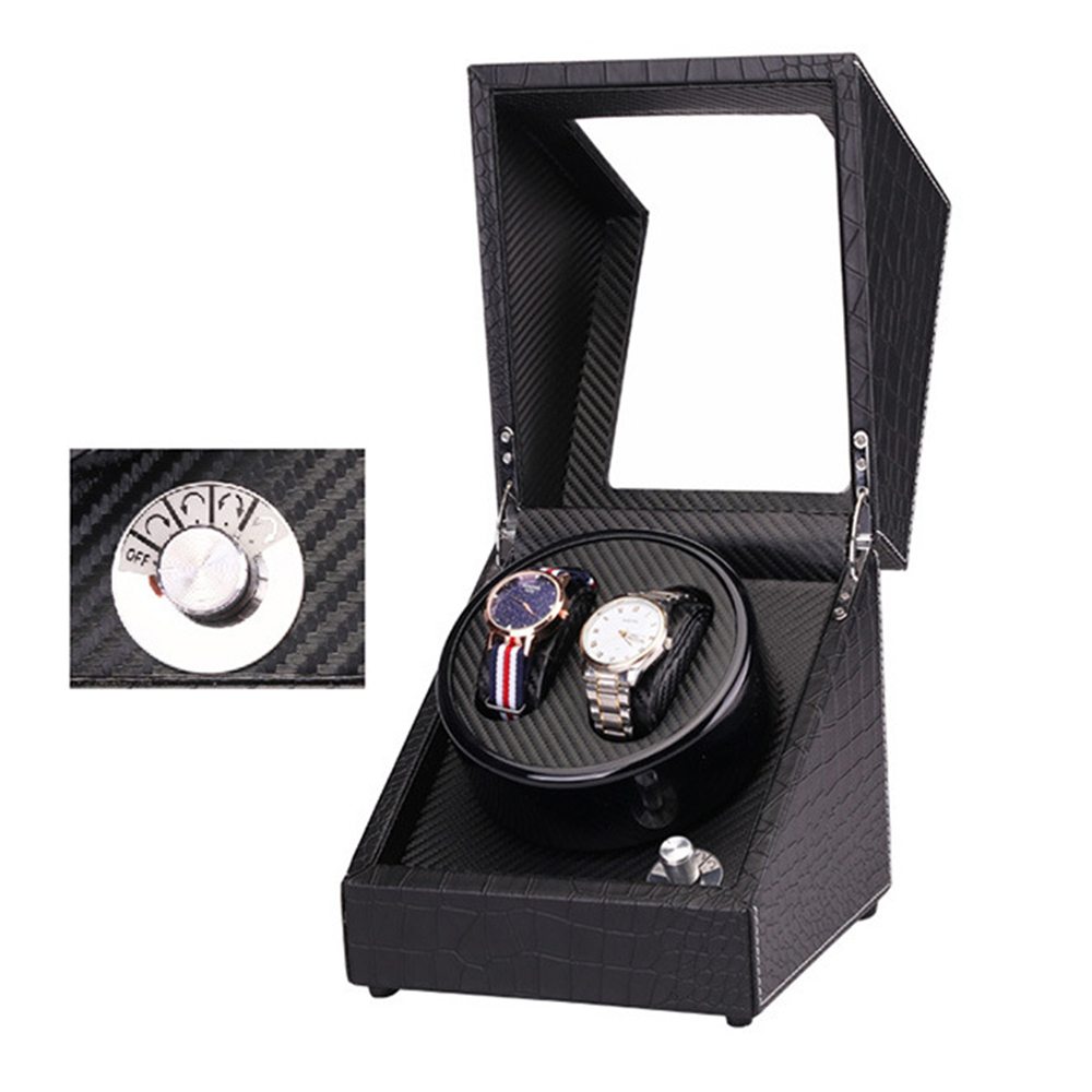 【自動上鍊盒】B004 2+0 鴕鳥紋 內碳纖 PU皮 自動上鍊盒-