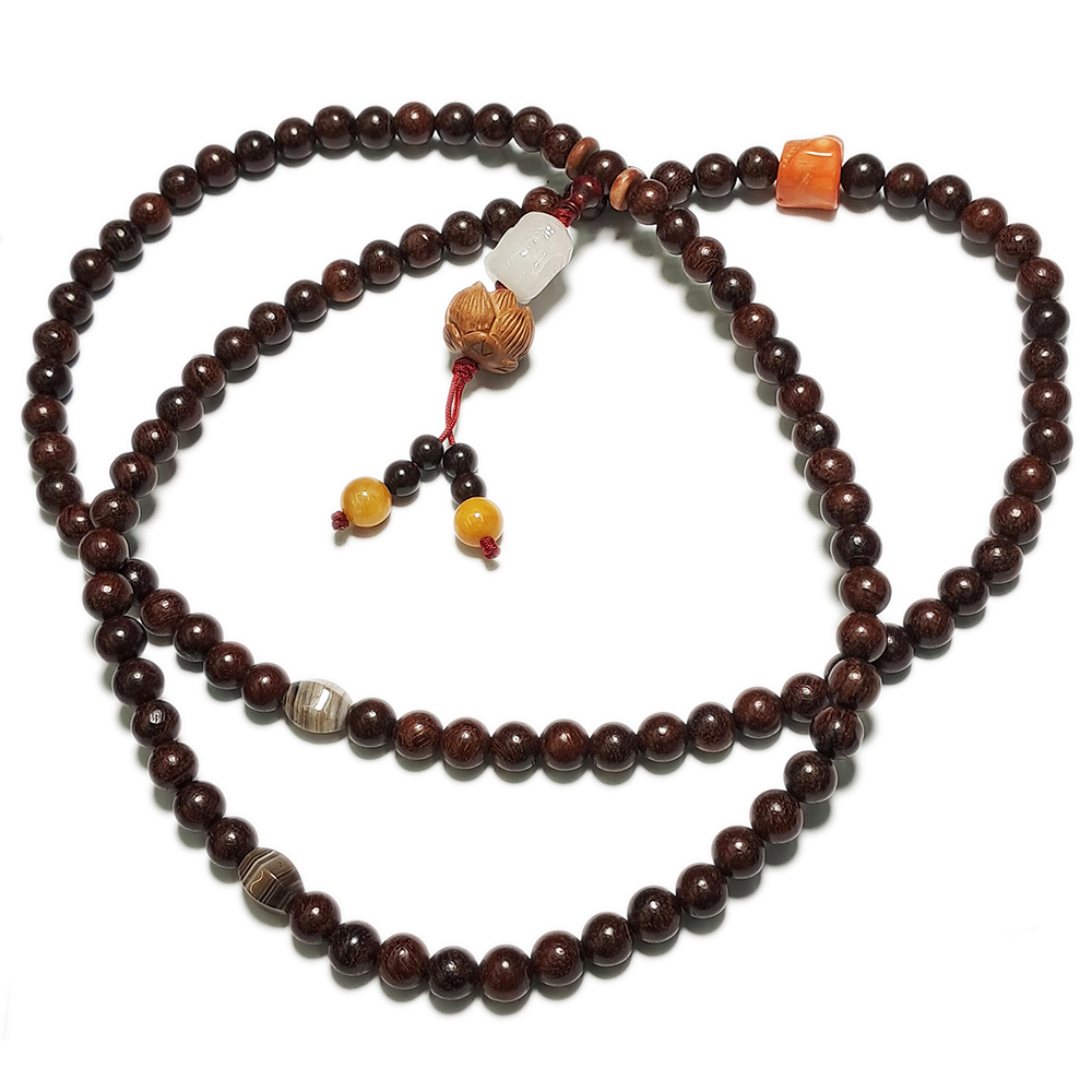  白玉佛+紫檀108念珠8mm【十方】134203