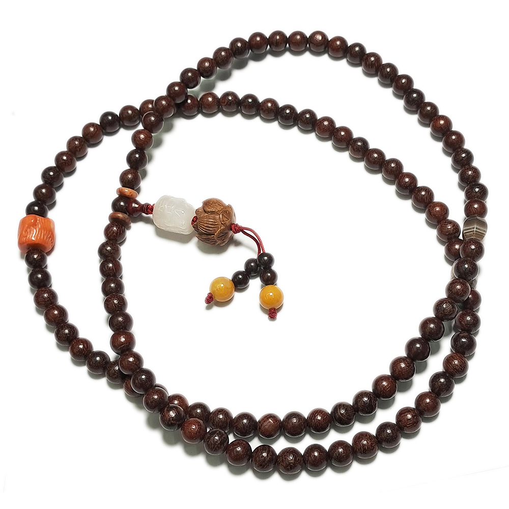  白玉佛+紫檀108念珠8mm【十方】134203