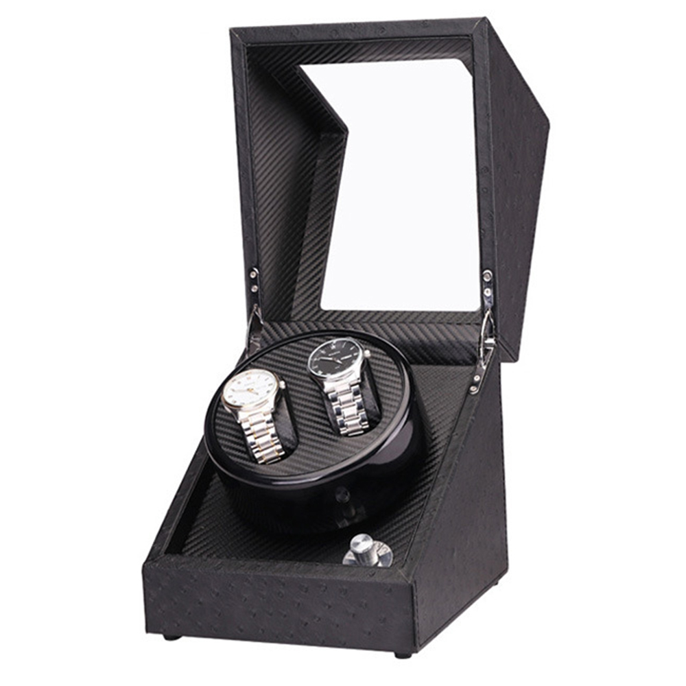 【自動上鍊盒】B004 2+0 鴕鳥紋 內碳纖 PU皮 自動上鍊盒-