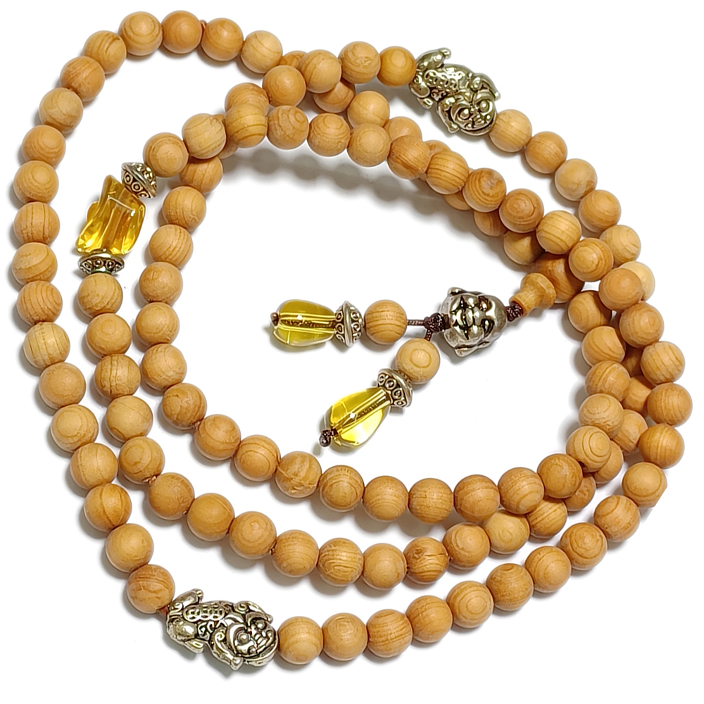 彌勒佛(藏銀)+崖柏108念珠6mm【十方】140030