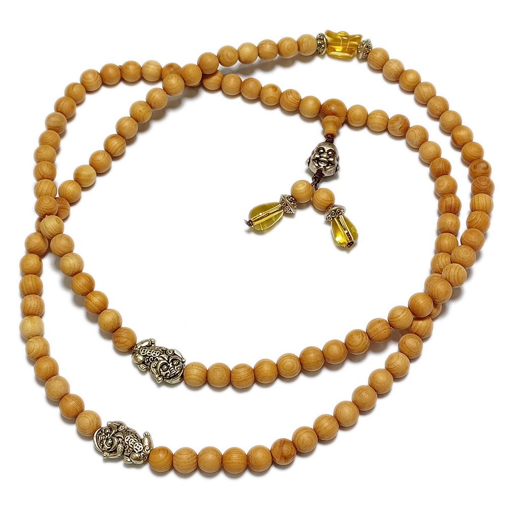 彌勒佛(藏銀)+崖柏108念珠6mm【十方】140030