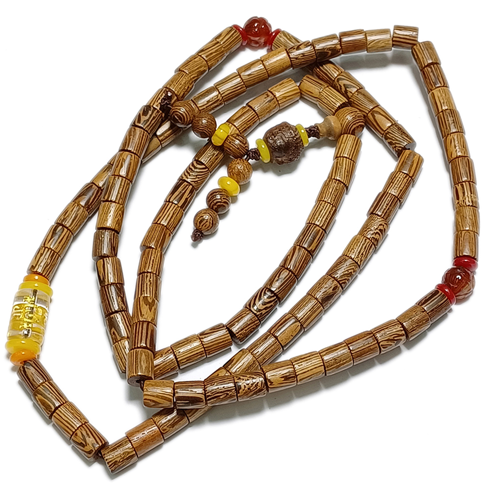 六字真言(水晶)+黑翅木108念珠6*7mm【十方】140611