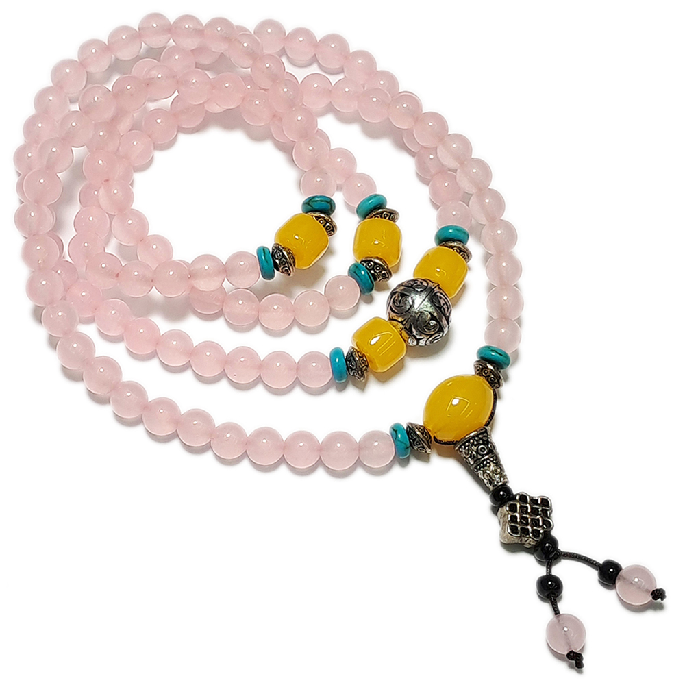 蜜納&粉晶108念珠6mm【十方】148954