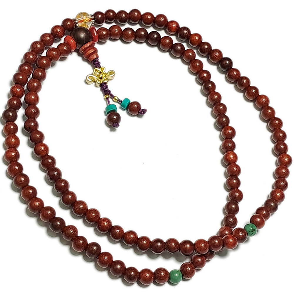 金吉祥&六字真言{水晶}&紫檀108念珠5mm【十方】152915