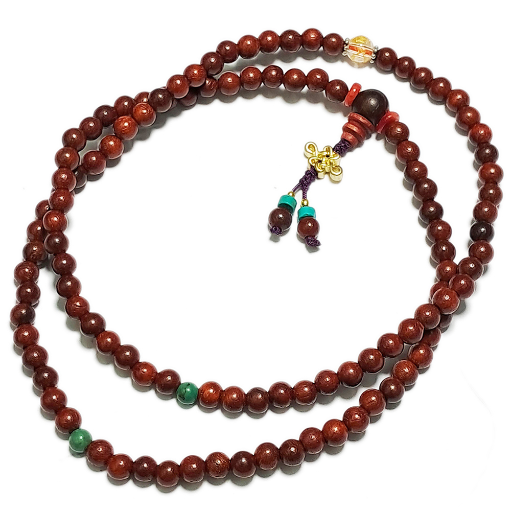 金吉祥&六字真言{水晶}&紫檀108念珠5mm【十方】152915