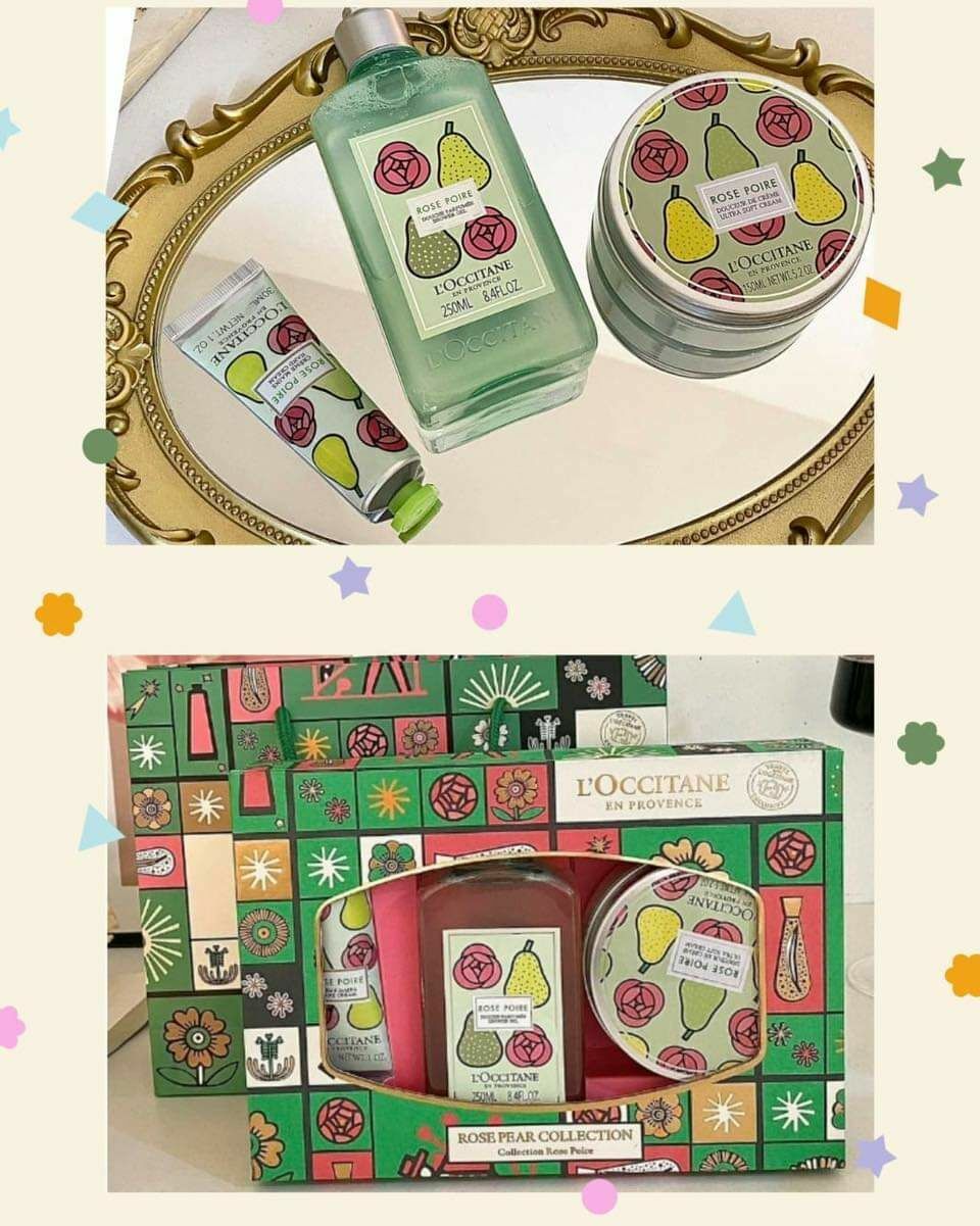 Loccitane玫瑰雪梨限定沐浴露身體乳護手霜三件套🥰🥰