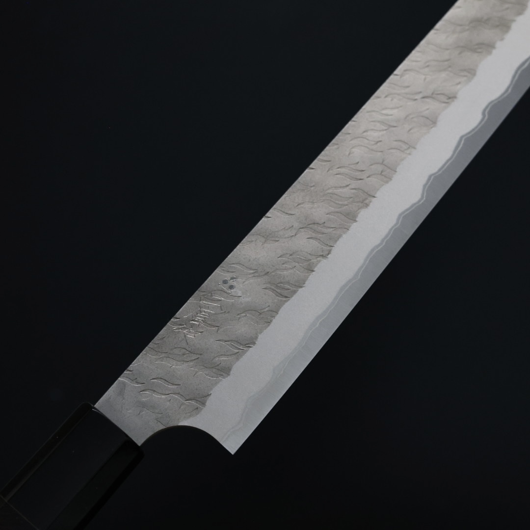 二唐刃物切付筋引255mm 紙超級鋼柳葉鎚目