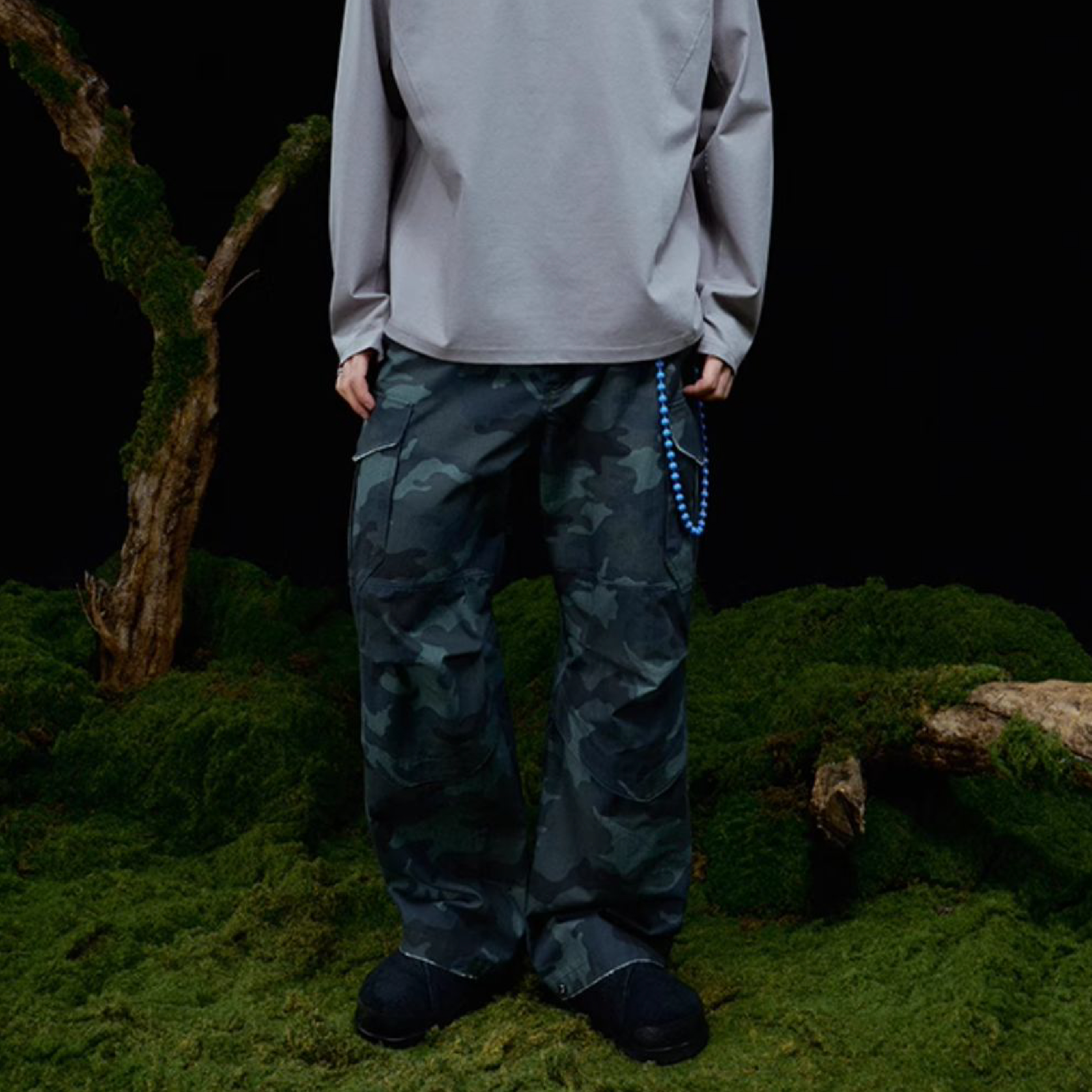 TANOXI Dark Camo Pants 迷彩磨邊 大口袋長褲 [TNX-P317]