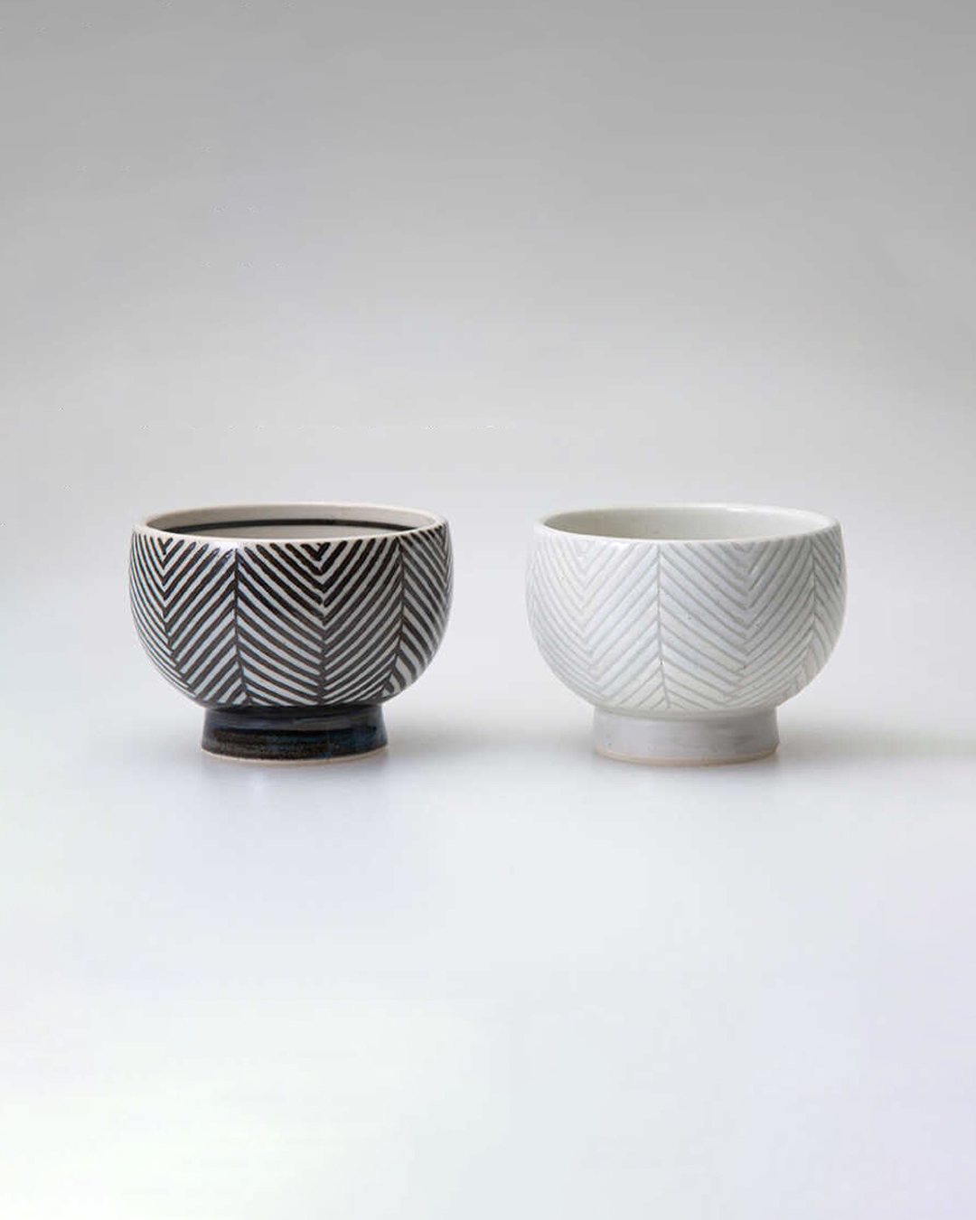 波佐見燒 ORIME 高台圓碗 人字紋(一對)｜aiyu