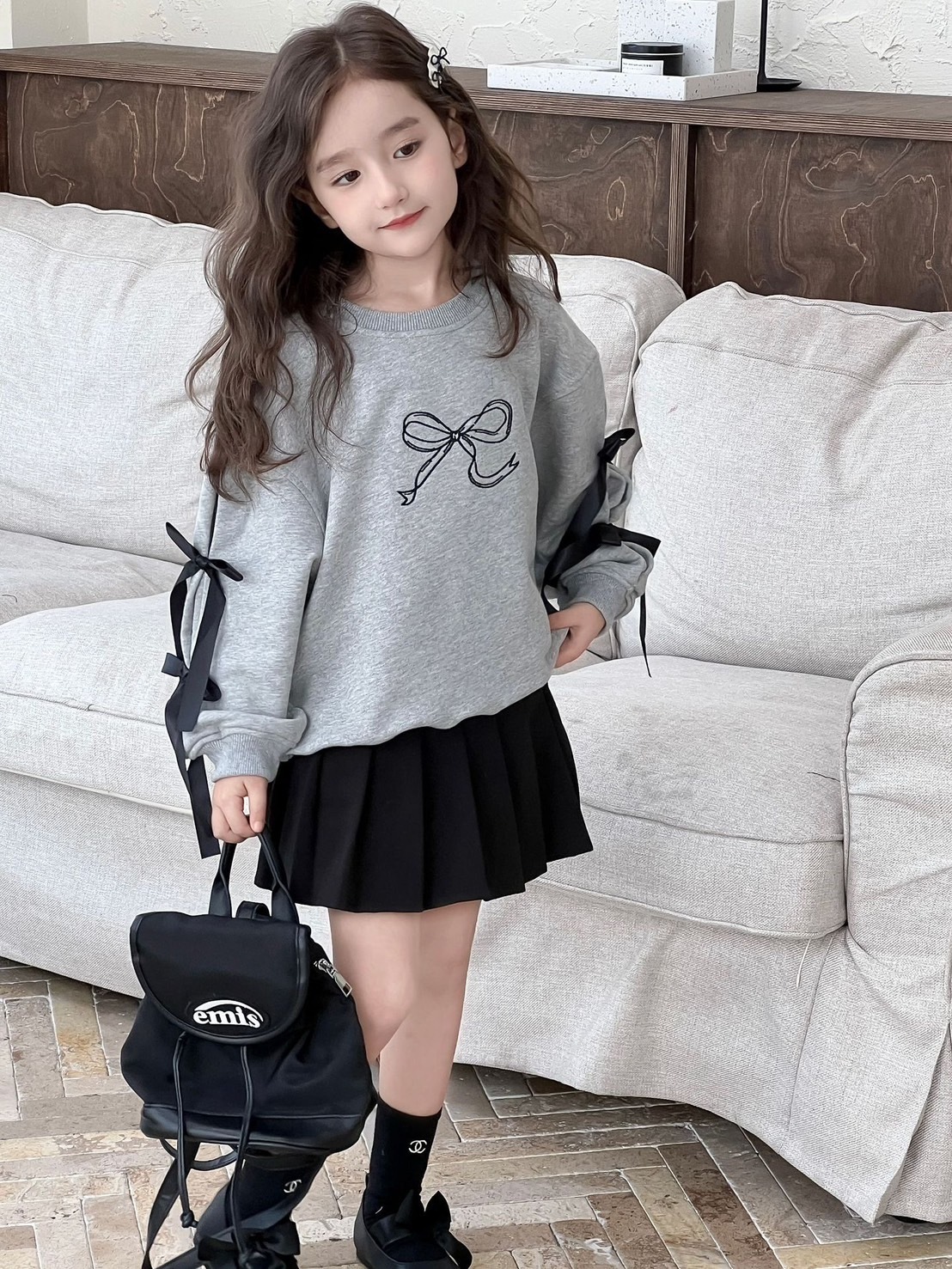 蝴蝶結綁帶上衣(2色)