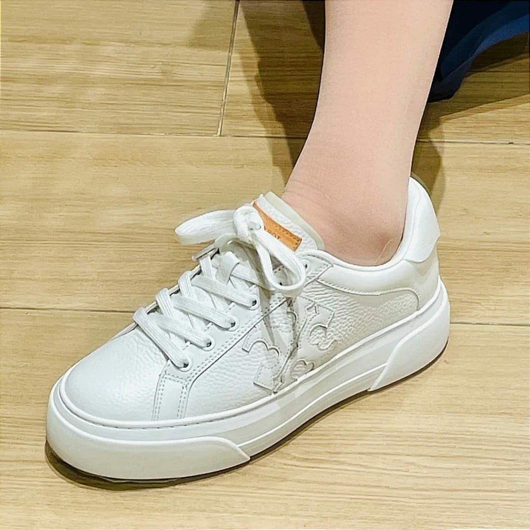 Tory Burch全真皮厚底小白鞋