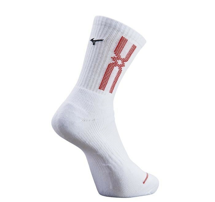 MIZUNO 運動襪 (白紅色)