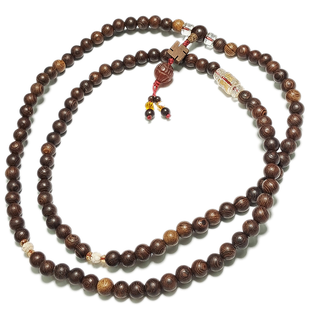 轉經輪{水晶}&黑檀(翅木)108念珠8mm【十方】121321