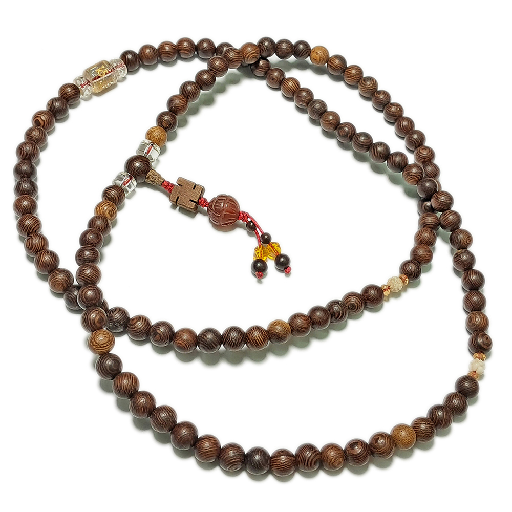 轉經輪{水晶}&黑檀(翅木)108念珠8mm【十方】121321