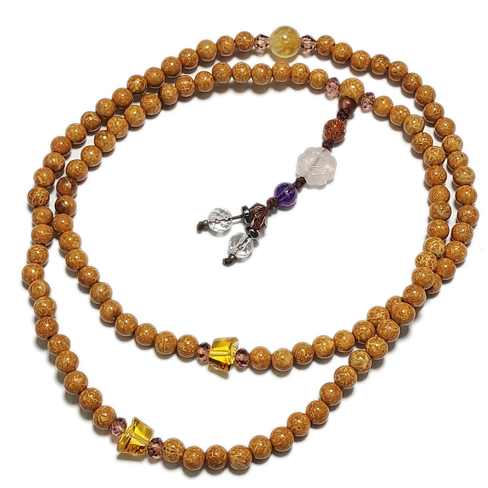 桃花粉晶&印度天竺108念珠5mm【十方】124632