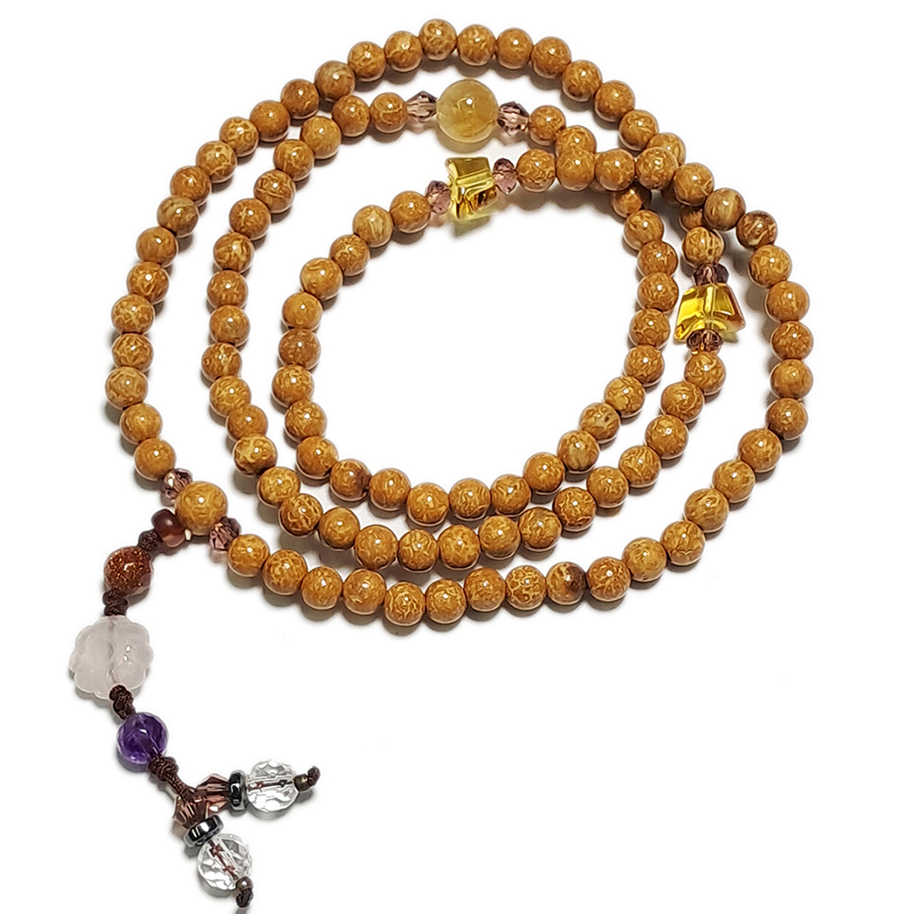 桃花粉晶&印度天竺108念珠5mm【十方】124632