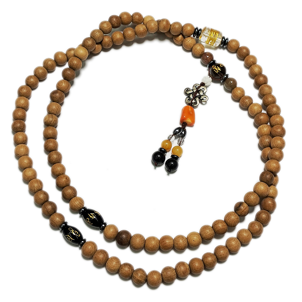 吉祥結&六字真言{水晶}&肖楠木108念珠7mm【十方】127626