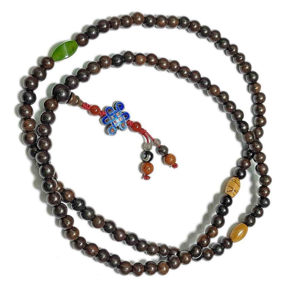 吉祥結(琺瑯)&黑檀木108念珠7mm【十方】130579