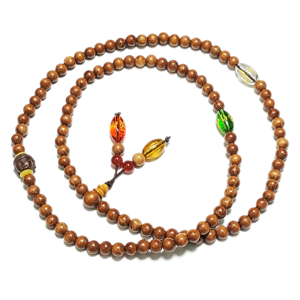 佛首(土沉木)+黃金木108念珠6mm【十方】137585