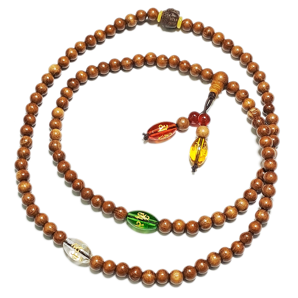 佛首(土沉木)+黃金木108念珠6mm【十方】137585