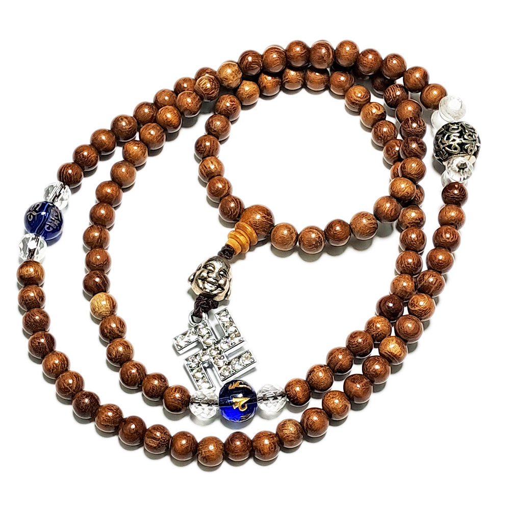 卍(鑲鑽)+黃金木108念珠5mm【十方】140034