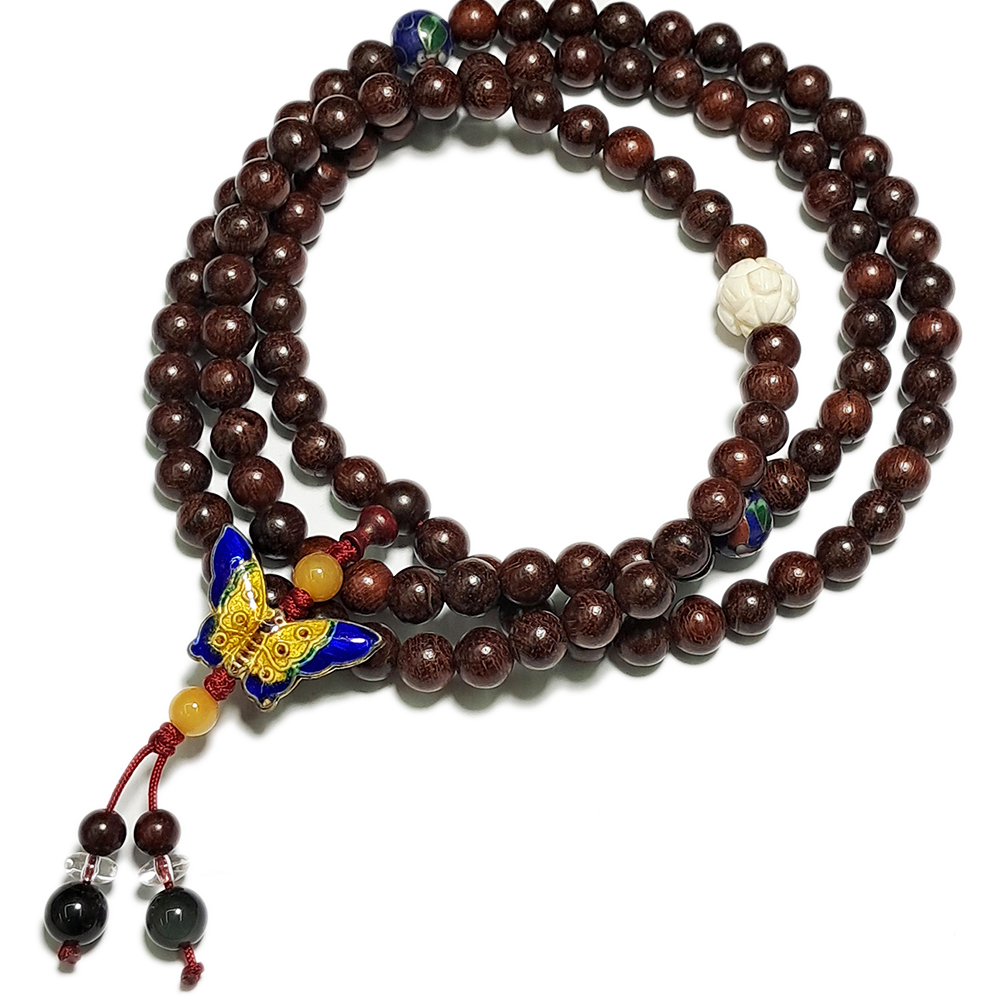 蝴蝶{景泰藍}&紫檀108念珠8mm【十方】149754