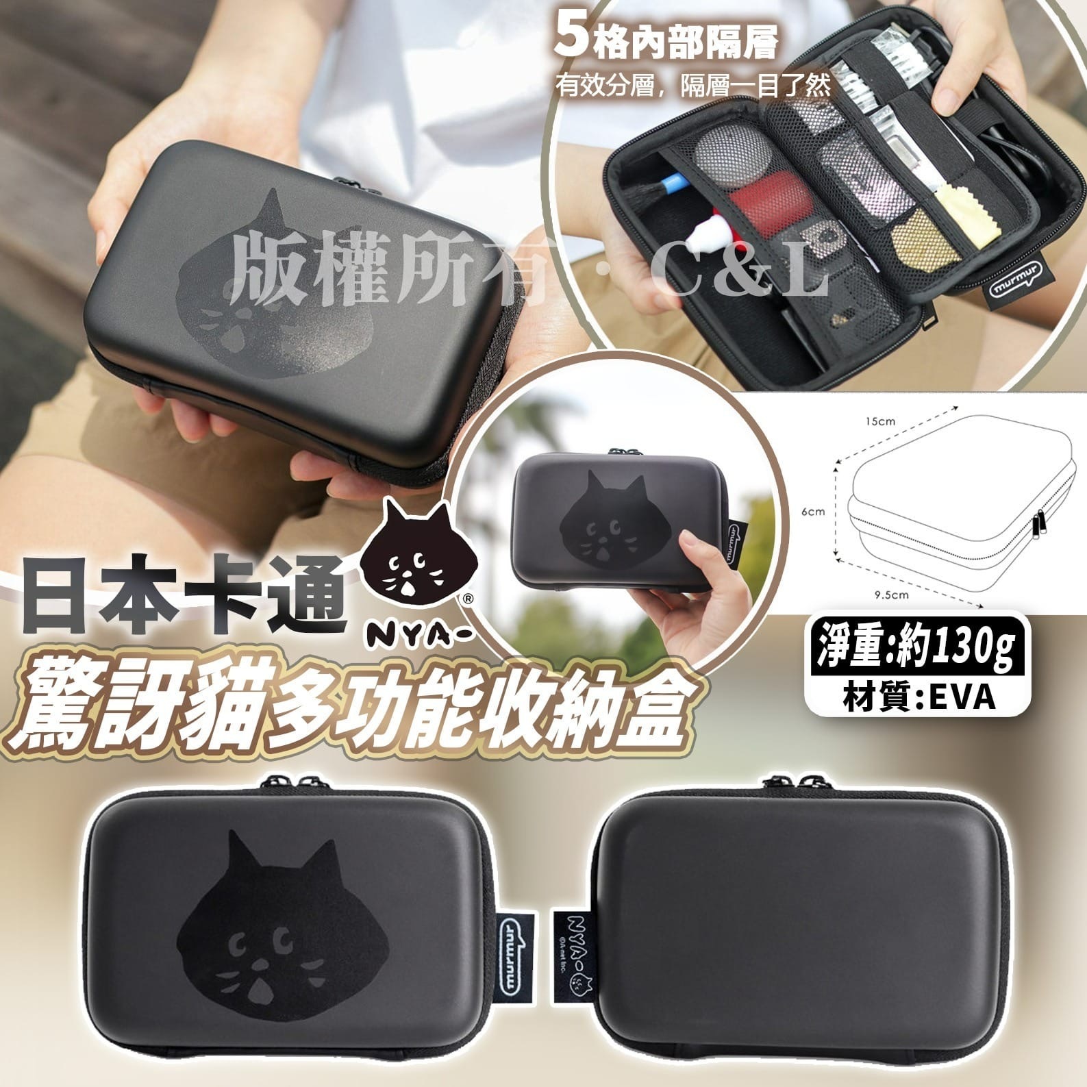 日本卡通驚訝貓多功能收納盒