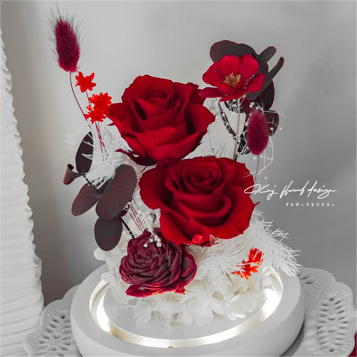 炙熱之心永生花玻璃燈盅