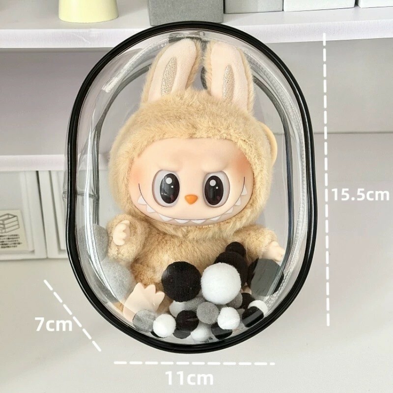 溜娃專用 高清 加厚 雙扣設計 透明拉鍊 13-15cm 小圓包 收納包 吊飾 (無附吊飾/適用 拉布布 LABUBU 坐坐派對 二代)
