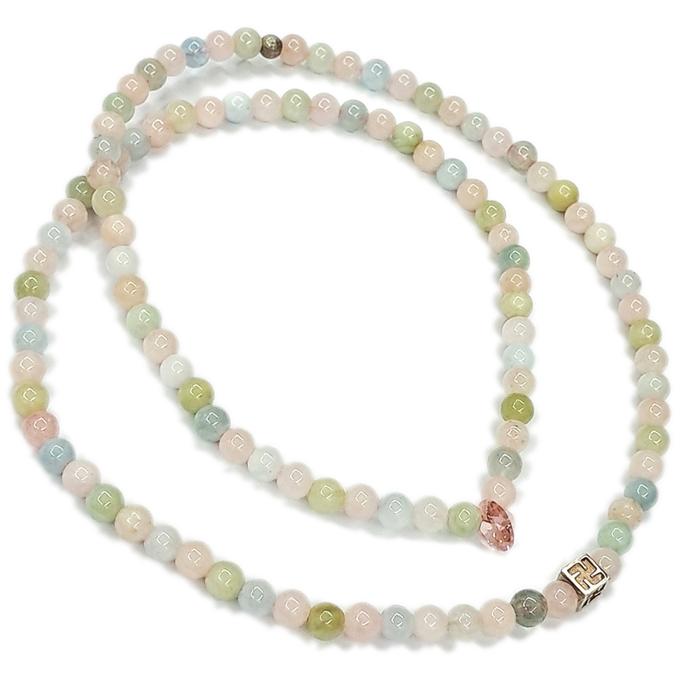 卍 925純銀+粉鑽+摩根石108念珠5mm【十方】143377