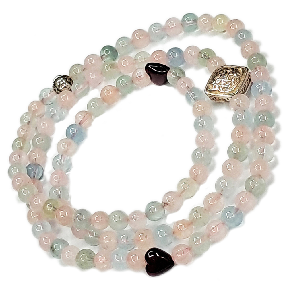 吉祥結925純銀+ 冰透摩根石108念珠5mm【十方】142115